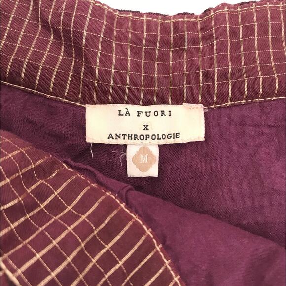 La Fuori Anthropologie Purple Floral Embroidered High Waist Shorts M - Picture 5 of 7